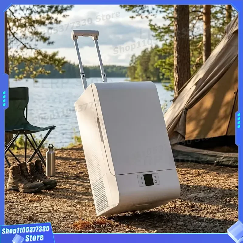 20L Portable Car Refrigerator Dual Zone Cooling 12V 24V DC 100V 240V AC Mini Fridge for Camping Travel Home Use App Control