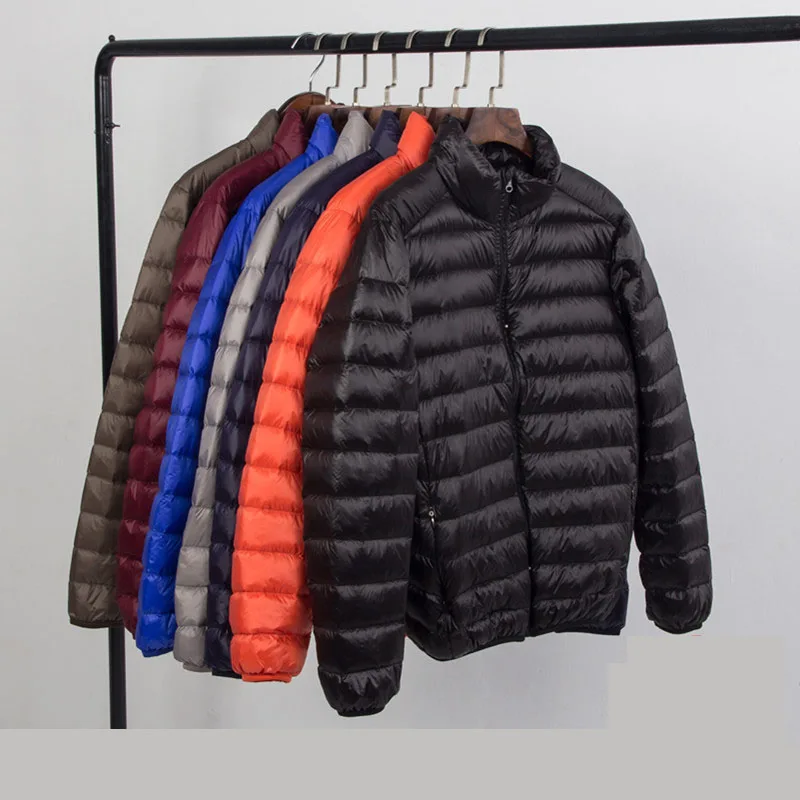 New Brand Cotton-padded Autumn Winter Light Jacket Men\'s Fashion Hooded Short Large Ultra-thin Lightweight Youth Slim Coat Jack