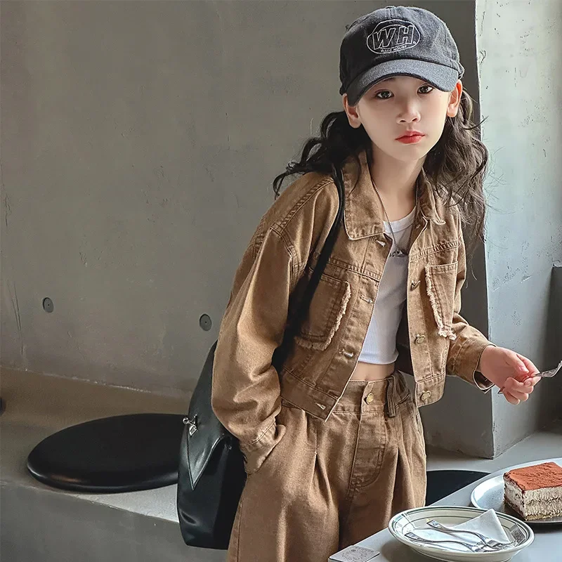 

Girls' Denim Set 2023 New Autumn Fashion Network Red Fashionable Little Girls' Clothing Children's Coat Two Piece Set