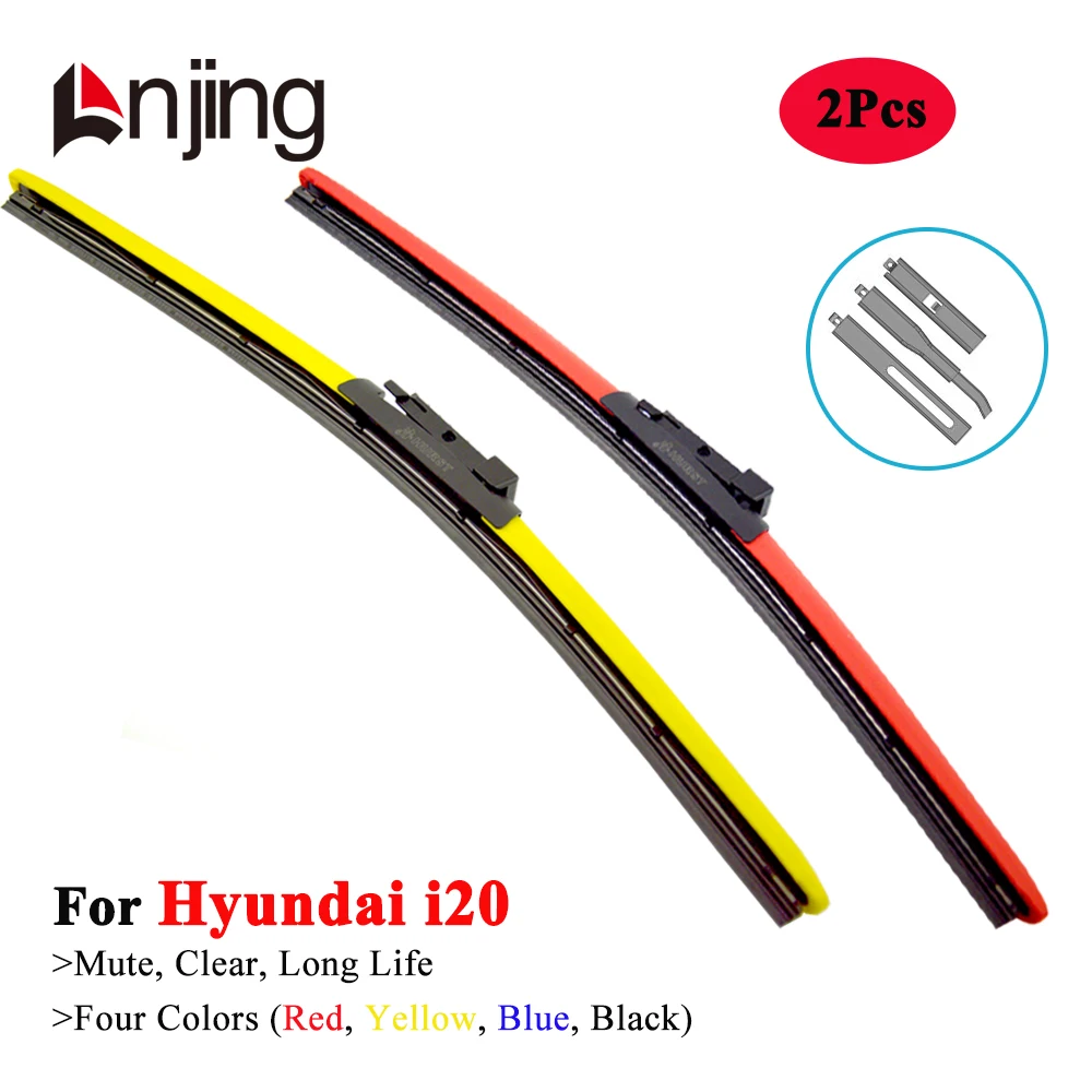 LNJING Colorful Hybrid Wiper Blades For Hyundai i20 Hatchback PB GB IB BC3 BI3 2008 2010 2013 2015 2018 2020 2021 2022 2023 2024