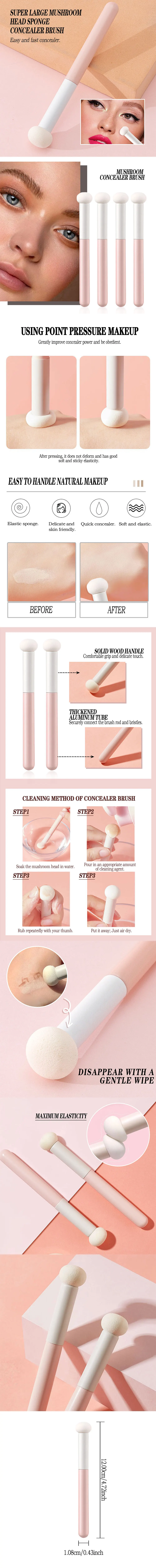 Der Pilzkopf-Concealer-Pinsel verfügt über weiche Borsten und puzzelt das Gesicht nicht, ist es ein Mini-Einzel-Make-up-Pinsel – Detail 1