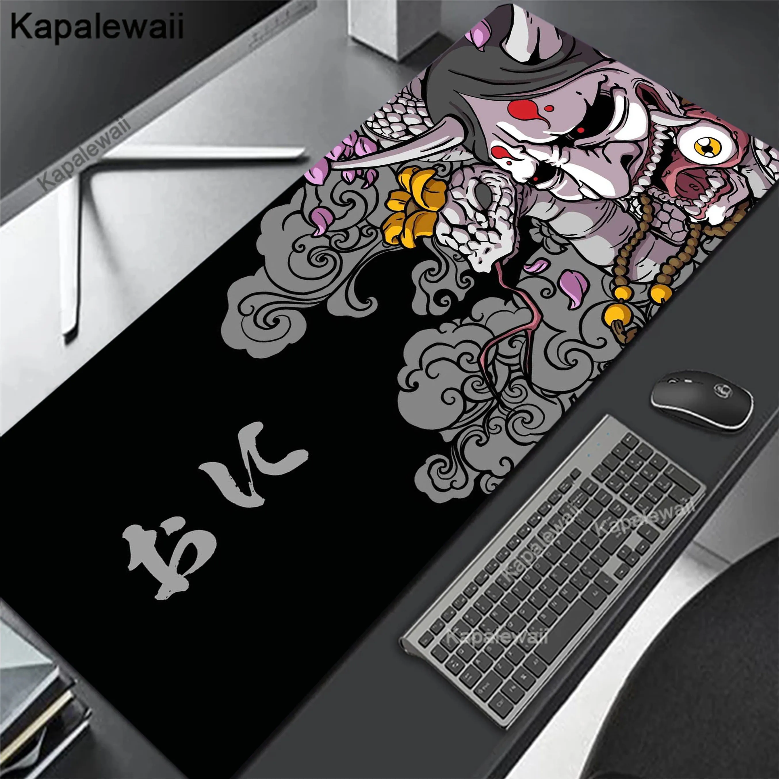 

Japanese Oni Evil Spirits Gamer Mouse Pad Mousepads Locking Edge Mouse Mat Gaming Mousepad Keyboard Pads Tapis De Souris XXL