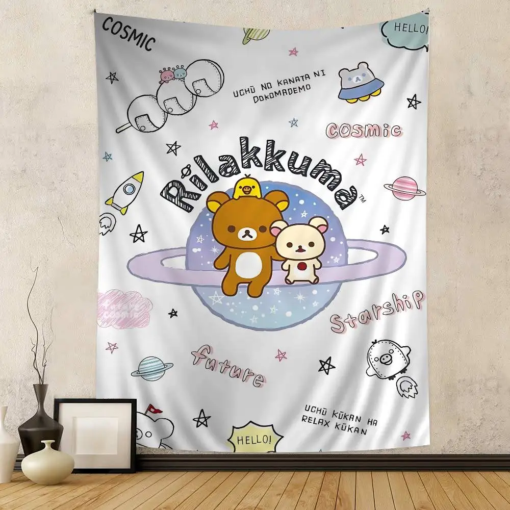 R-Rilakkuma Cartoon Tapestry Art Science Fiction Room Home Decor Wall Hanging Home Decor