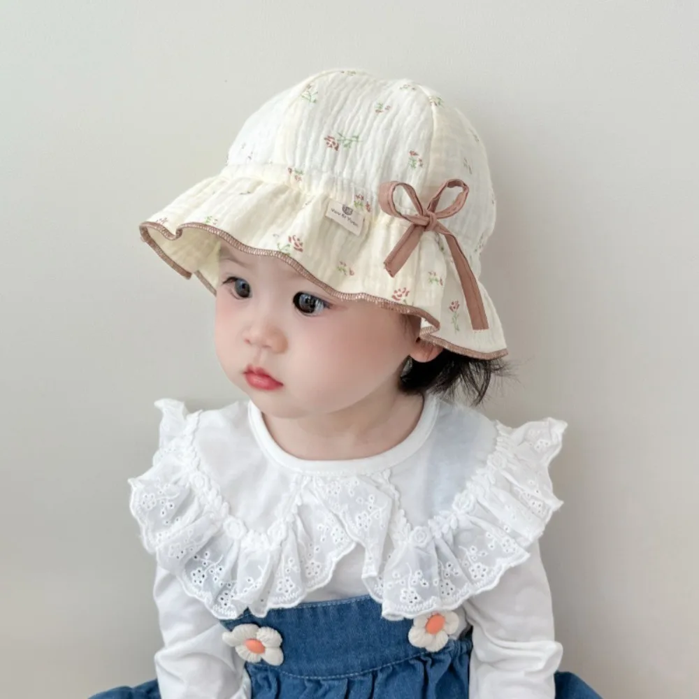 

Милая шляпа принцессы с рюшами и бантом, дышащая солнцезащитная кепка от солнца, мягкая хлопковая панама для детей