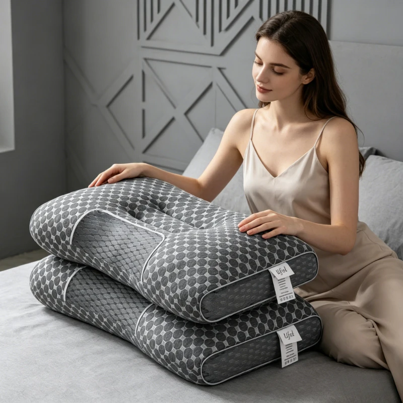 2 Almohadas Ergonómicas para Masaje de Cuello, Ajustables, Ortopédicas, con Soporte de Contorno, Núcleo de Alta Calidad, para Todas las Estaciones