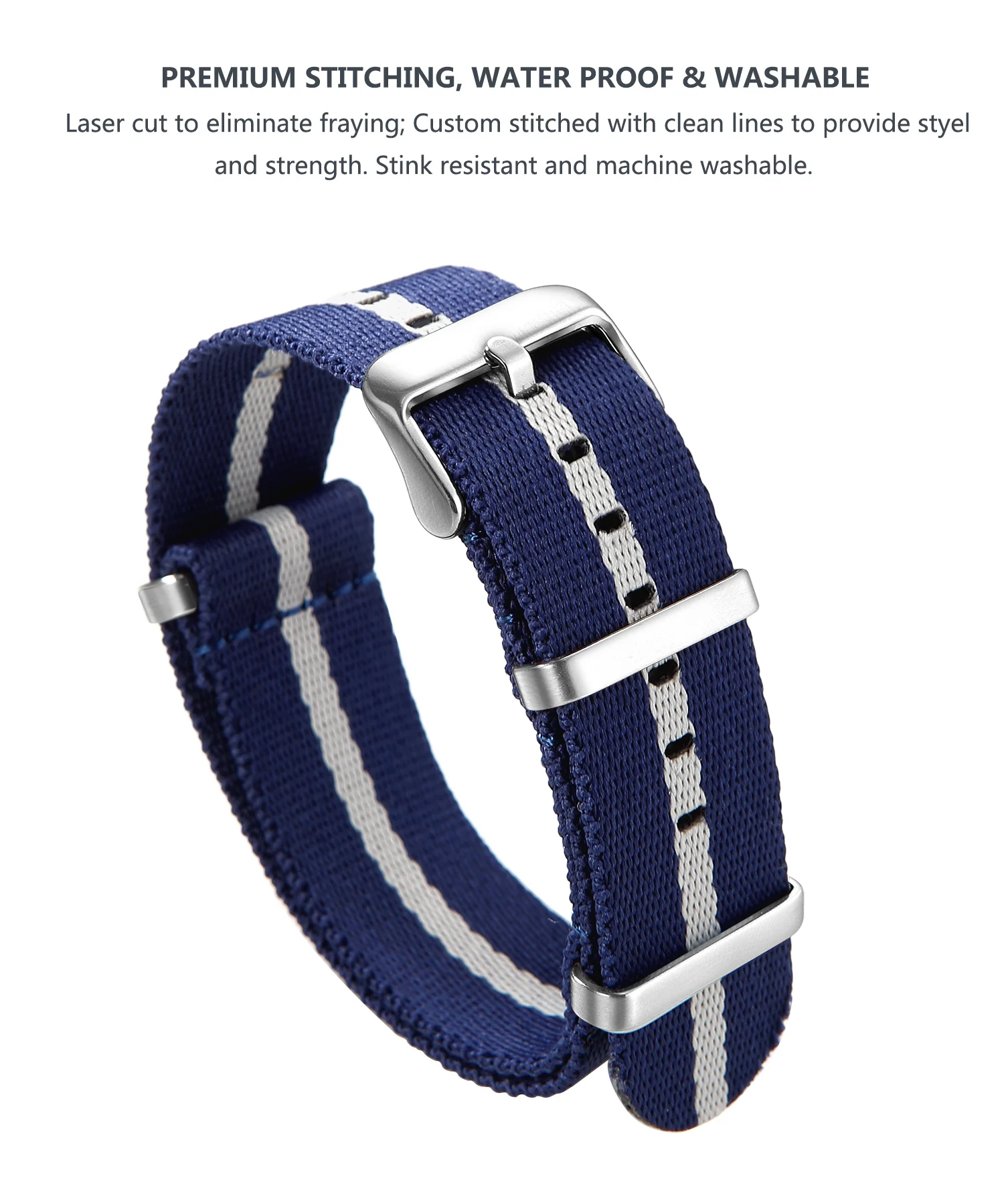 Nylon-Uhrenarmband, 20 mm, 22 mm, bequeme Uhrenarmbänder, Schlaufe, militärisch, waschbar, für Herren-Uhrenarmbänder – Detail 2
