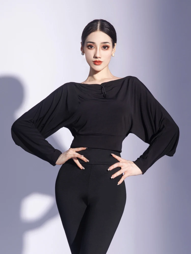 Conny Dance Practice Top Loose Latin Modern Dance Clothes Modern Classical Dance Top Adjustable Neckline