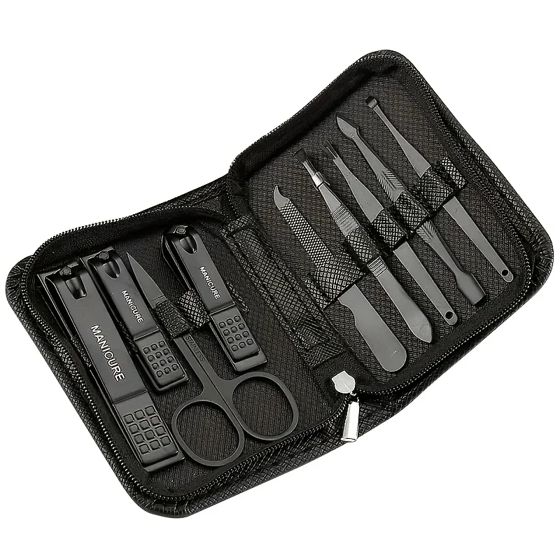 6/9pcs Professional Nail Care Kit with Travel Case Stainless Steel Nail Clipper Cuticle Plier Hand Foot Care Tools Modern Design