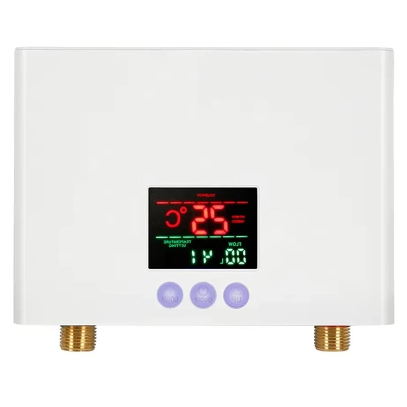 BBNV-Instant Water Heater 3KW Mini Electric Tankless Water Heater With LED Display 3-Level Temperature Adjustment EU Plug