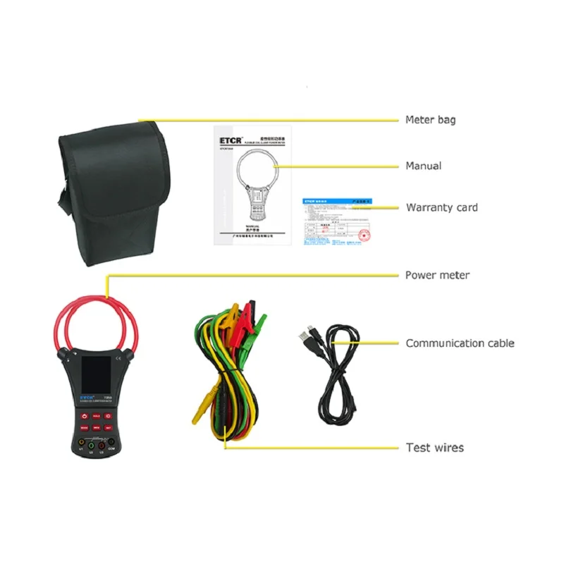 ETCR7350 AC 0.0A ~ 6000A Large Coil Flexible Clamp Power Meter Three Phase Sequence Voltage Leakage Current Frequency Tester