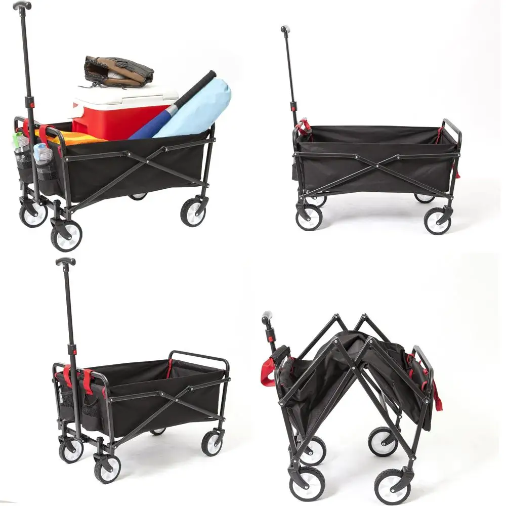 folding utility wagon for beach, outdoor adventures in black