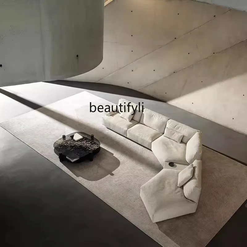 

Italian minimalist fabric corner sofa simple villa, hotel living room multi-person combination sofa
