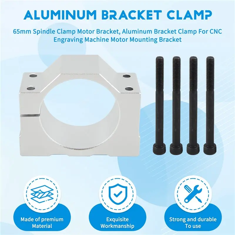 AT63-Spindle Clamp Motor Bracket, Aluminum Bracket Clamp With 4 Screws For CNC Engraving Machine Motor Mounting Bracket