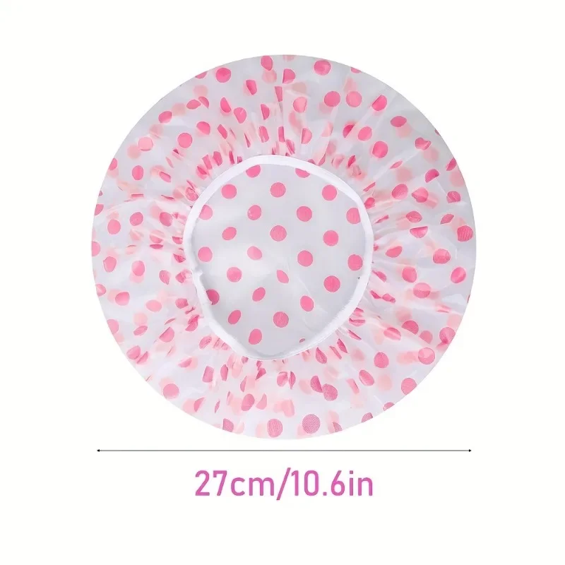 3PCS Disposable Polka Dot Shower Caps, Thick EVA PE Waterproof Bath Caps for Salon Home Hair Dye
