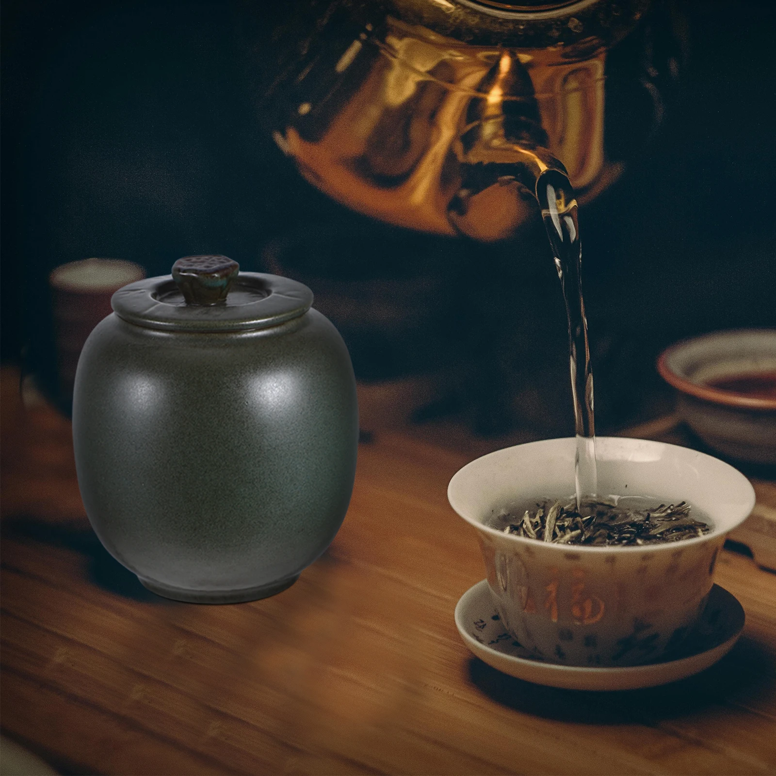 

Ceramic Sugar Container Large Desktop Jar Elegant Ceramic Tea Canister Multifunctional Bean Holder Sugar Container