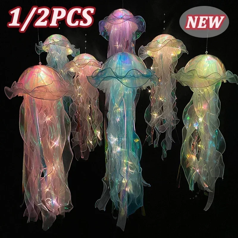 

DIY Jellyfish Lantern Under The Sea Colorful Jellyfish Lamp Girl Bedroom Atmosphere Decoration LampTheme Party Decor