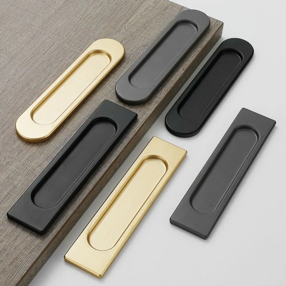 Self-adhesive Handle No Drilling Aluminum Alloy Black/Grey/Gold Sliding Door Handle Double-sided Glass Door Knob Kitchen Door