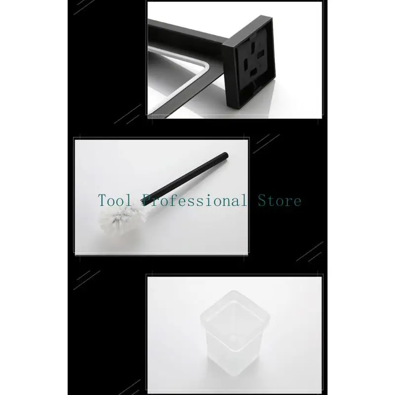

57QF Steel Square Toilet Brush set Strong Construction Modern Design Efficient Cleaning Head & Not Slip Handle for Bathroom