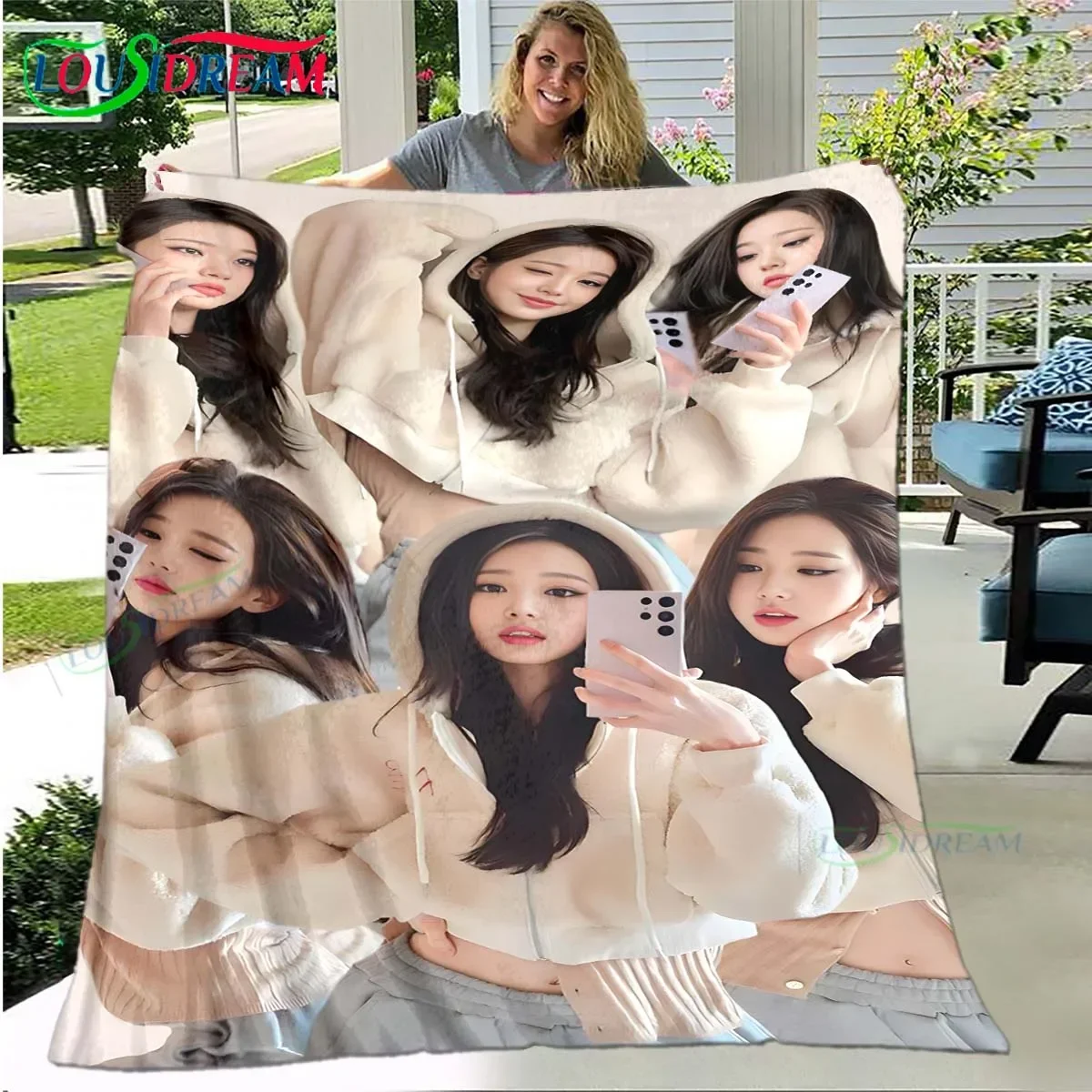 Korean Pop  Girl W-wonyoung One Soft Blanket Sports Living Room Bedroom Sofa Bed Blanket  Gift Travel Office Lunch Break Blanket