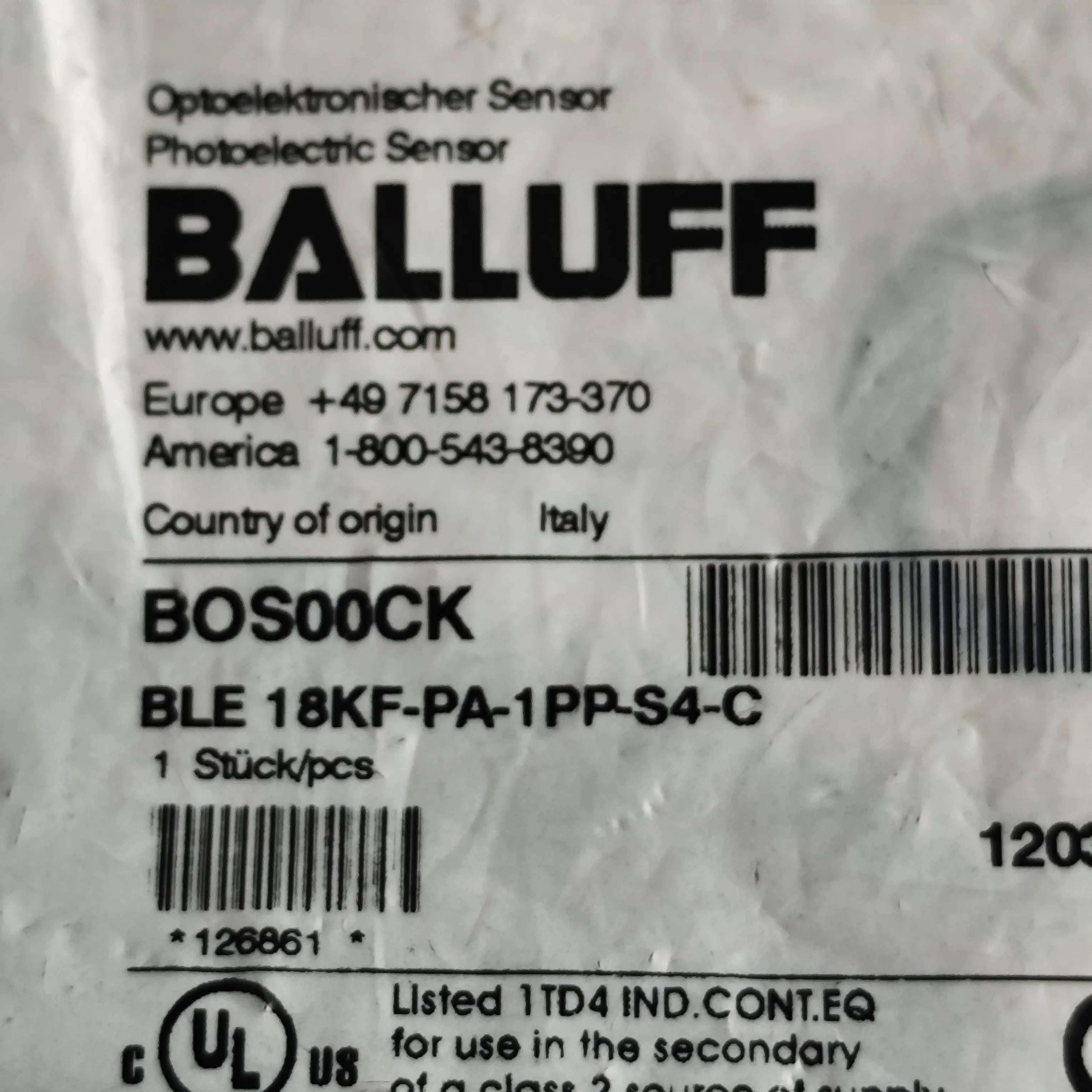 * Spot * Promotion New Balluff Photoelectric Sensor BOS00CK BLE 18KF-PA-1P Will Be Sent On The Same Day.