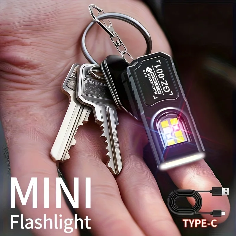 Lanterna LED COB Tipo C Recarregável Portátil Mini Tocha de Bolso Luz de Trabalho com Clipe e Ímã para Emergências