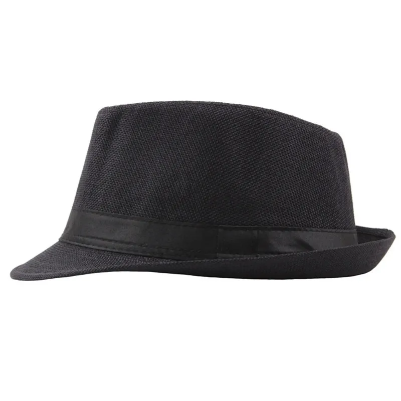 Men\'s Fedora Jazz Cotton Linen Solid Color Hat Summer Retro Bowler Hats Unisex Outdoor Chapeau Bowler Hats Beach Trave Cap