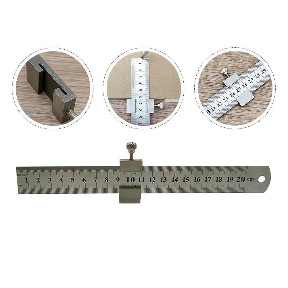 Ruler Measuring Woodworking Gauge Straight Steel Stainless Scale Rulers Clip Stop Fence Precision Marking Gaps Stopper tool 15cm