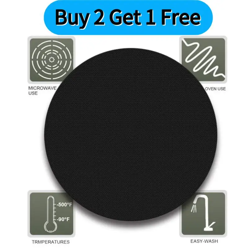 Reusable Non-stick Heat Resistant Pad Round Pan Pad Doormat Pan Barbecue Grill Doormat Dia 24cm Baking Tool Buy 2 Get 1 Free