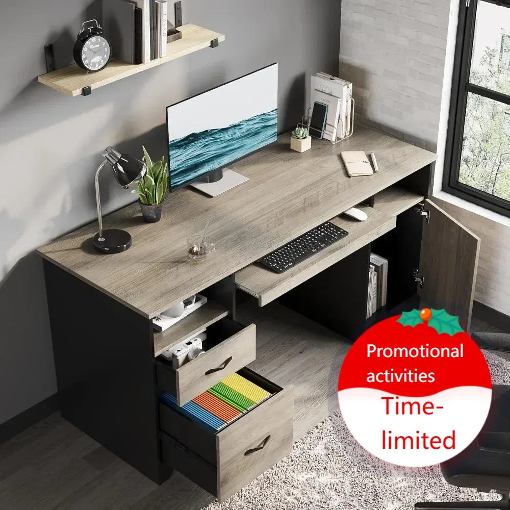 

Популярный офисный стол с двумя ящиками, компьютерный стол с тумбой для хранения, деревянный стол в индустриальном стиле с выдвижным ящиком для документов.