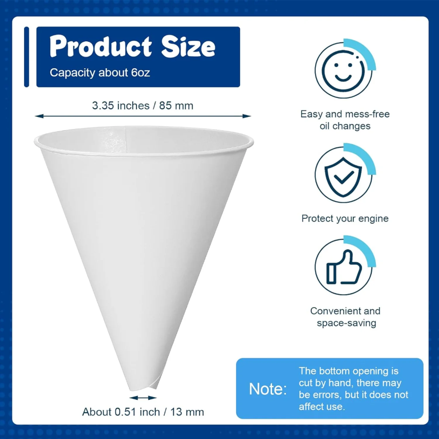 Disposable Paper Cone Funnel Automotive Engine Oil Funnel Convenient Liquid Filling Tool for Car Oil Change Maintenance
