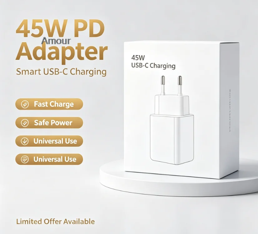 45W GaN 2‑Port USB‑C Compact Fast Charging Power Adapter Type C Phone Charger For iPhone Samsung Xiaomi EU US Plug QC3.0 Charger