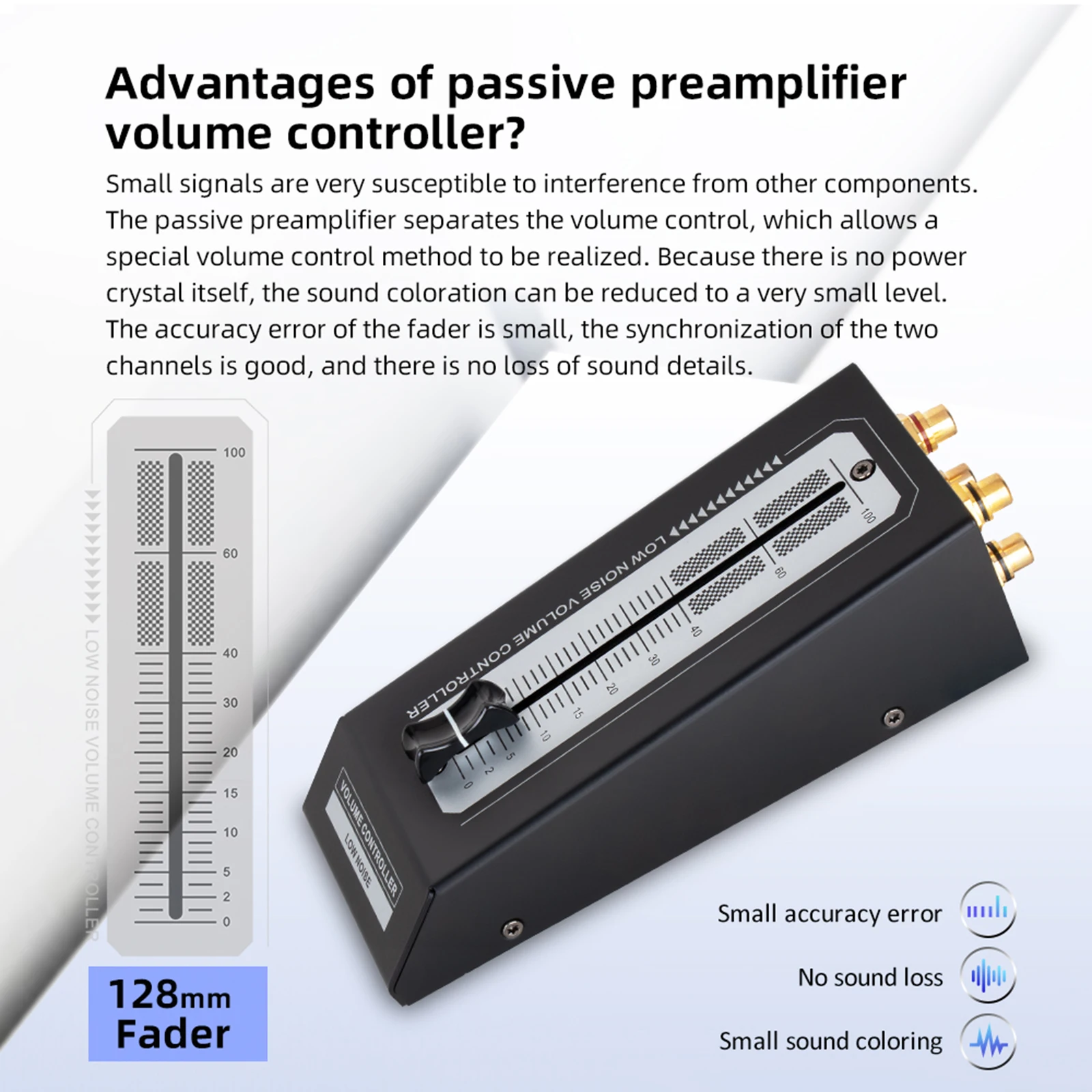 Regolatore del Volume dell\'altoparlante preamplificatore passivo Controller del Volume passivo regolatore Audio Fader da 128mm interfaccia RCA ad