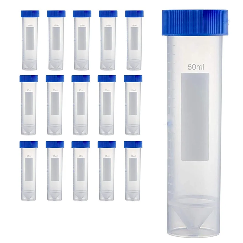 

T35C Self Standing Centrifuge Tubes 50ML, [50 Pack] Plastic Test Tube with Screw Caps, 50ML Sterile Test Tubes with Lids