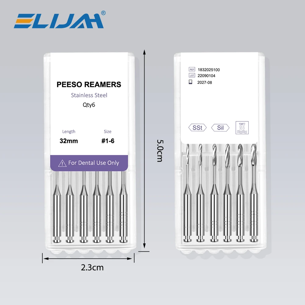 ELIJAH 6Pcs/Box Dental Peeso Reamers 28mm/32mm Engine Use Endodontic Reamers Drill Burs Peeso Reamers Largo Drills Endo Files