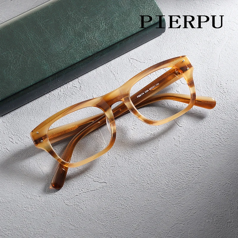 

Top Quality Vintage Acetate Square Eyeglasses Frames Polygon Retro Designer Brand Men Women Glasses Myopia Eyewear