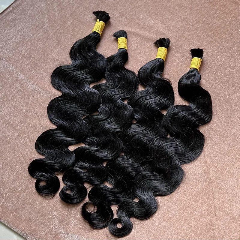 

Натуральные волосы для плетения косичек Body Wave без трессов, необработанные, натуральные, черные, 100 г