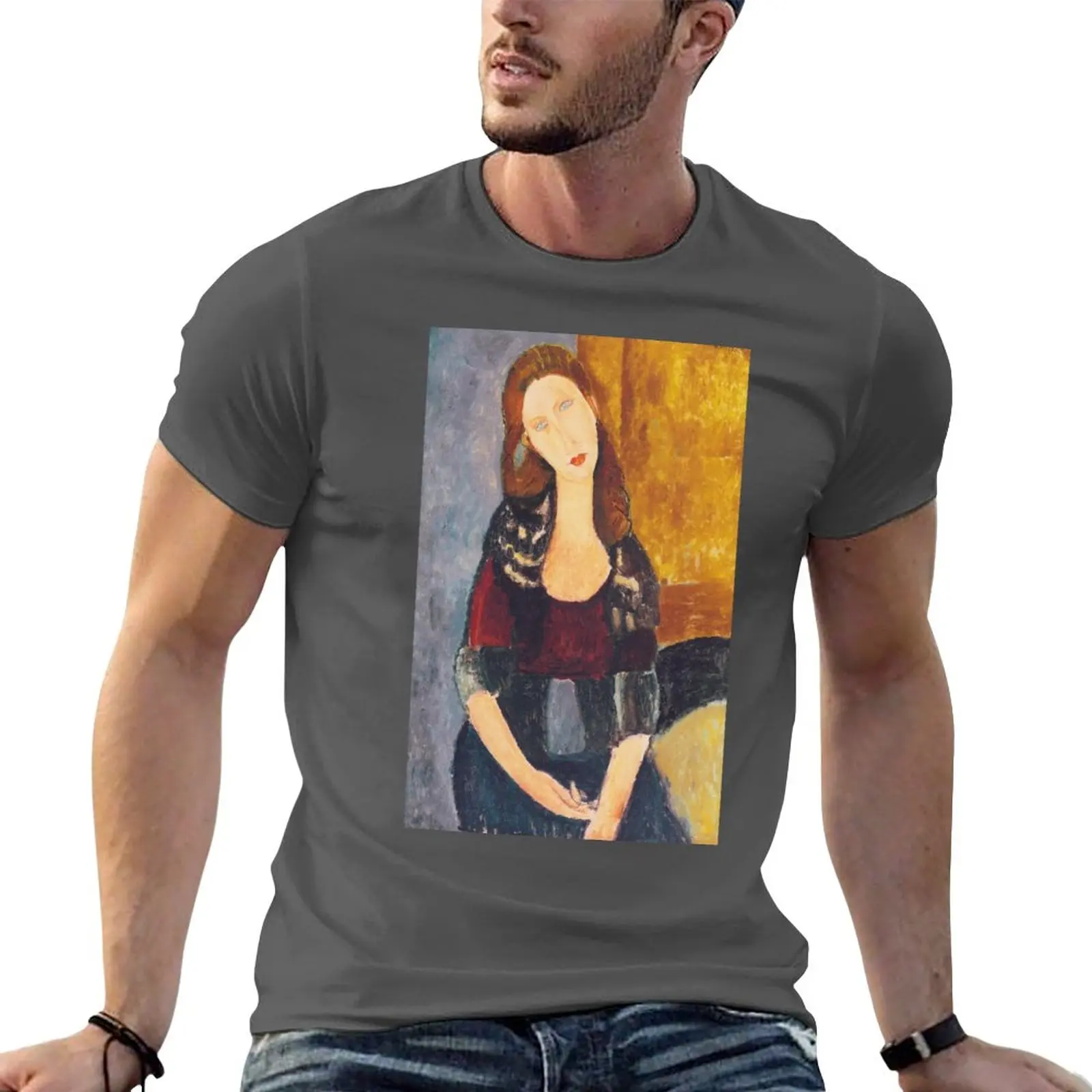 

New Jeanne Hebuterne woman portrait by Amedeo Modigliani T-Shirt summer top blank t shirts t shirt man Short sleeve tee men