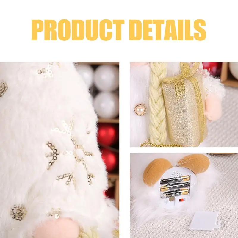 Christmas Luminous Faceless Doll Cloth Rudolph Faceless Dwarf Luminous Doll Battery Powered For Home Offices Store Table Shelf