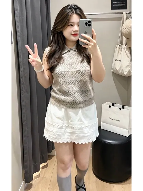 

Elegant Pure Color Sleeveless Top High Waist Short Skirt Two Piece Set Breathable Casual Style Summer Fashion for Women