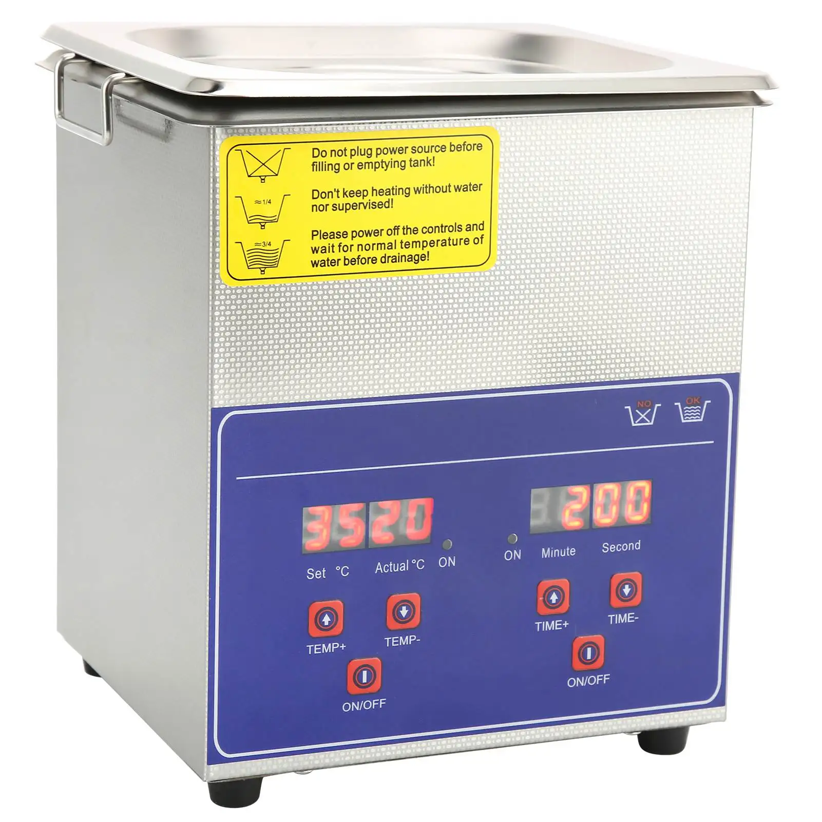 High Efficiency Industrial Ultrasonic Cleaner Machine Digital Stainless Steel Heater Timer Protable Cleaning Equipment 2L PS‑10A