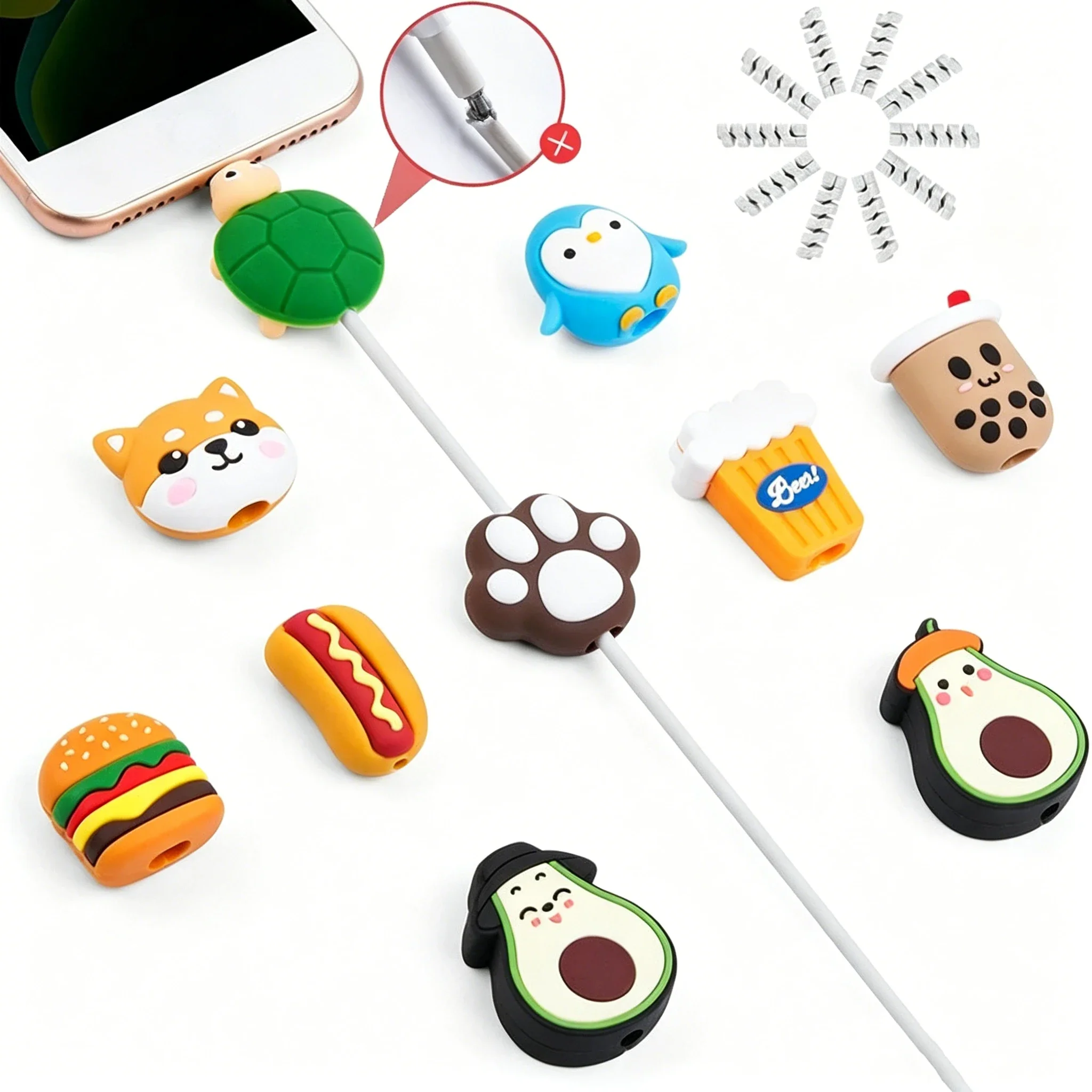 Universal Silicone Cable Winder USB Charging Cord Organizer Cable Protector Wire Management Holder for Mobile Phone Charger Line