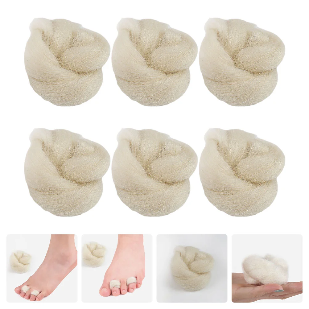 

6 Pcs Absorb Sweat Wool Toe Separator Anti Wear Protector Spreader 54X6CM Foot Care+lambs Covers