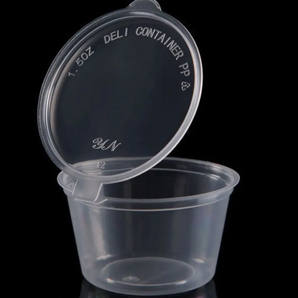 50pcs Sealed and Leak-proof Disposable Sauce Cup Reusable with Hinged Lids Portable Sauce Box Sauce Cup Containers