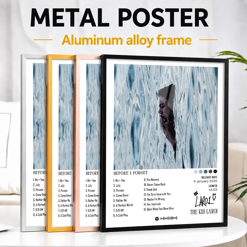 The Kid Laroi - Before I Forget Framed Aluminum Metal Poster Customized Recording Tribute Wall Art Ideal For Room Or Fan Gift