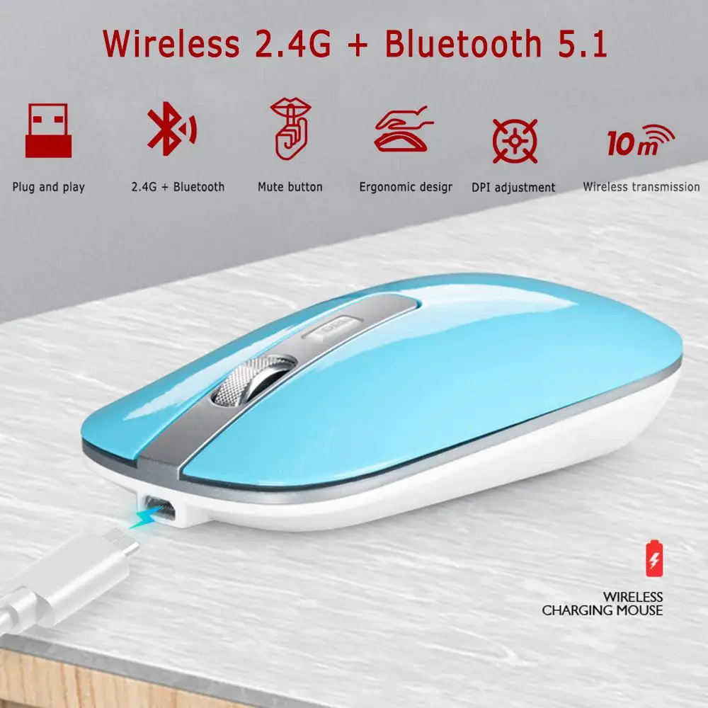 Mouse ergonômico wireless, recarregável