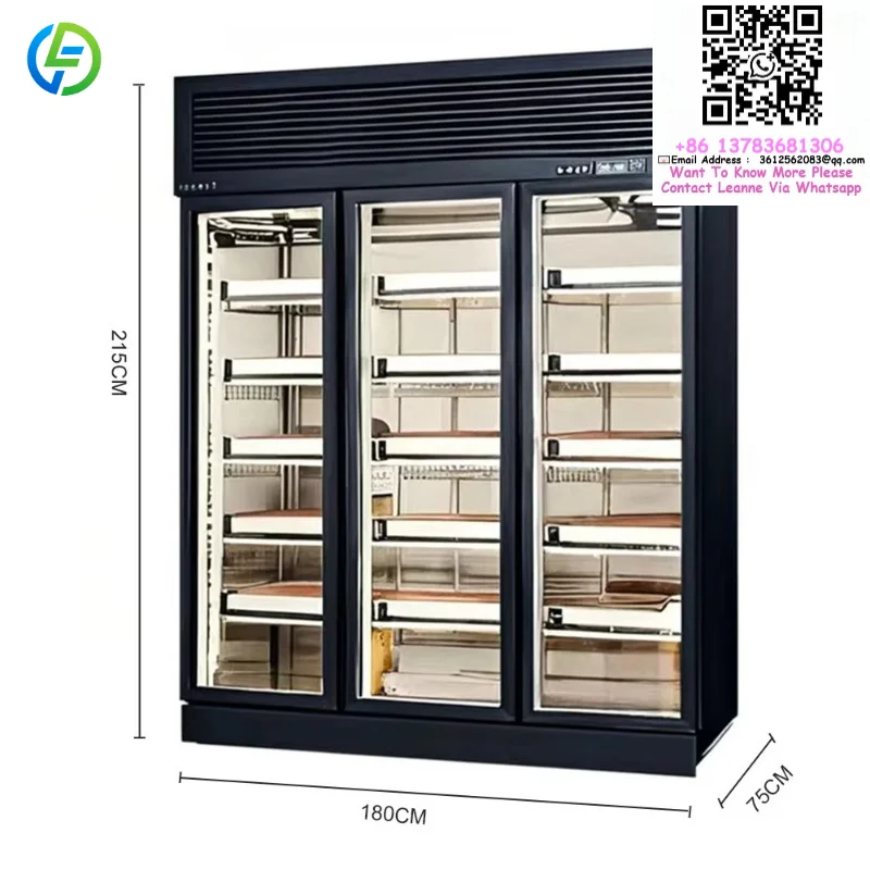 Customized 1.8m Stainless Steel 3-Door Dry Aging Refrigerator Air Cooling Built-in Free Standing Meat Chiller Cabinet