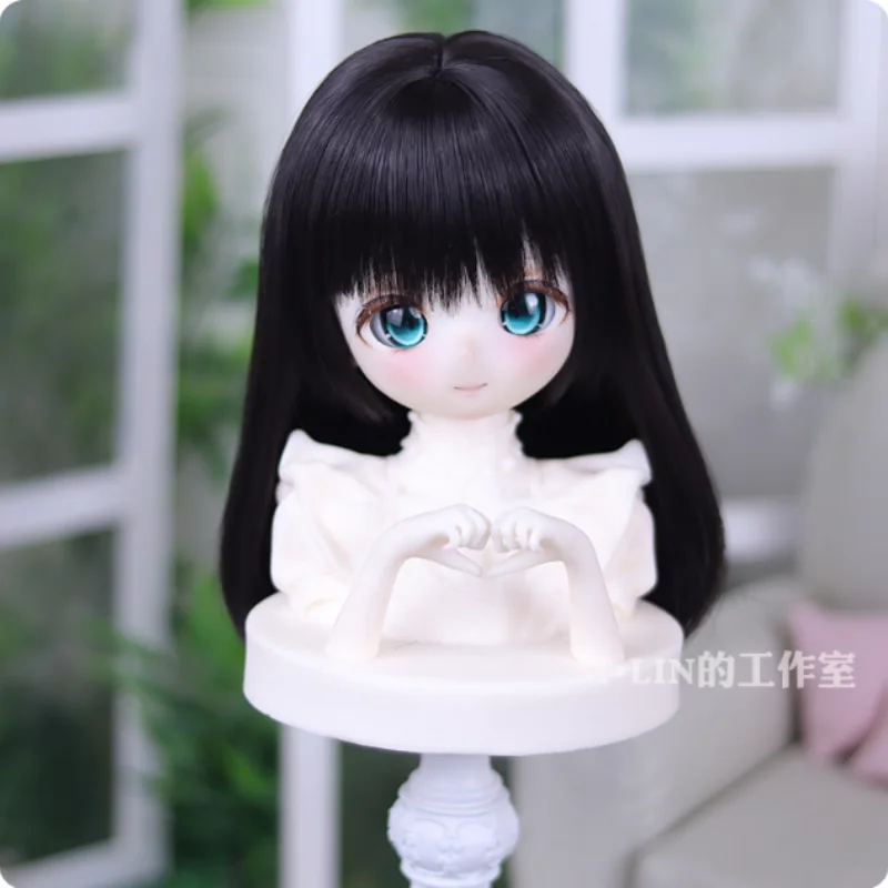 Perucas de boneca bjd, cabelo longo e reto de alta temperatura para 1/3 1/4 msd mdd, acessórios de cabelo para meninas, presente diy