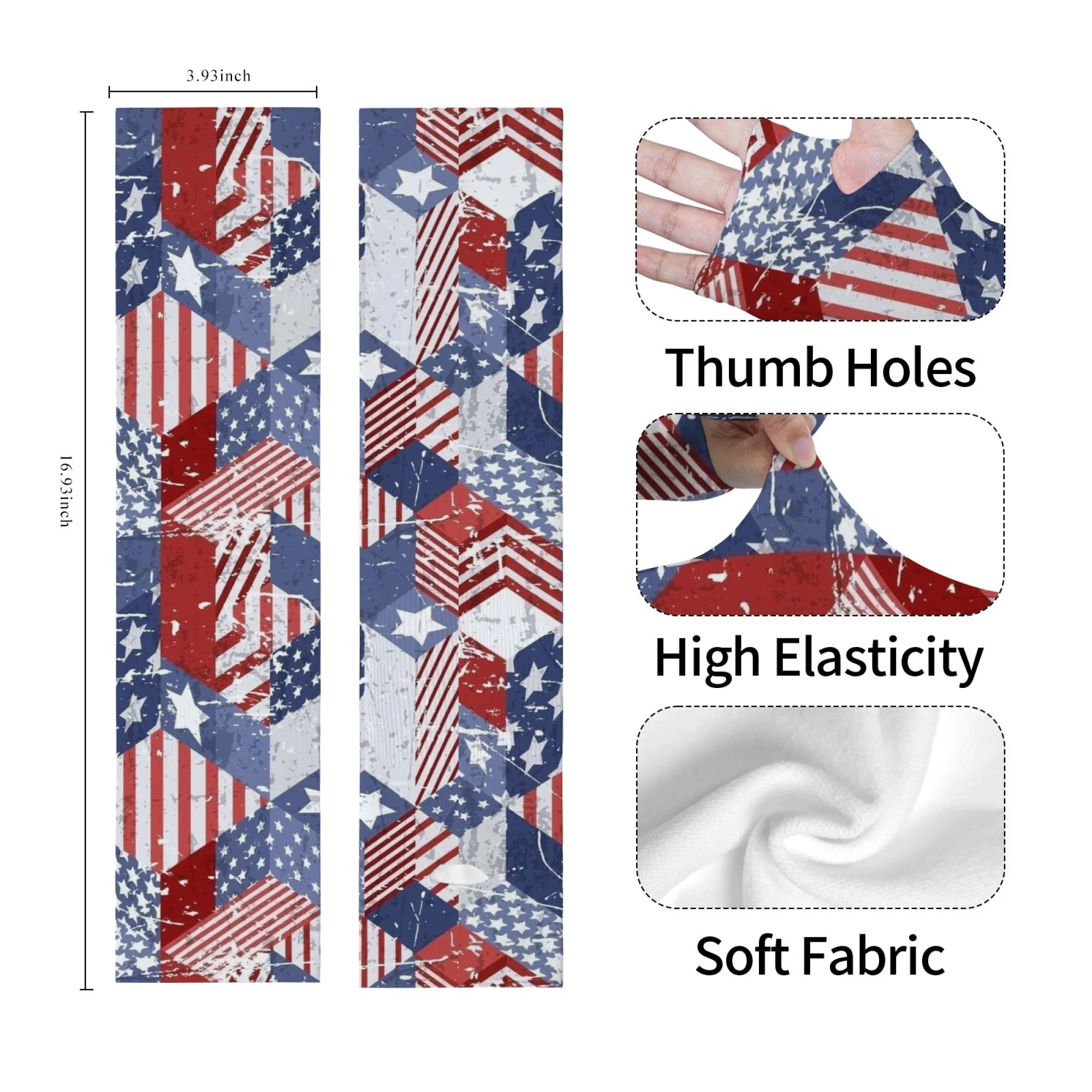 

Funny Distressed Flag Print Sleeves Non-slip Soft Elastic for Summer Outdoor Basketball Football Sports Protective Sleeves