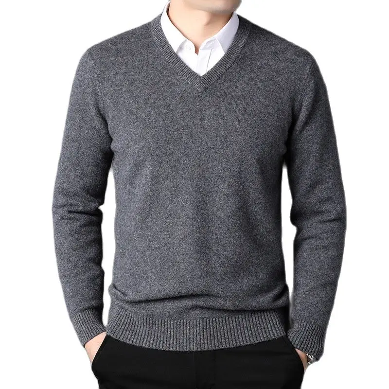 

Cashmere Cotton Blend Classic V-Neck Pullover Men Sweater 2024 Autumn Winter Work Casual All-match Jumper Male Knitted Sweaters