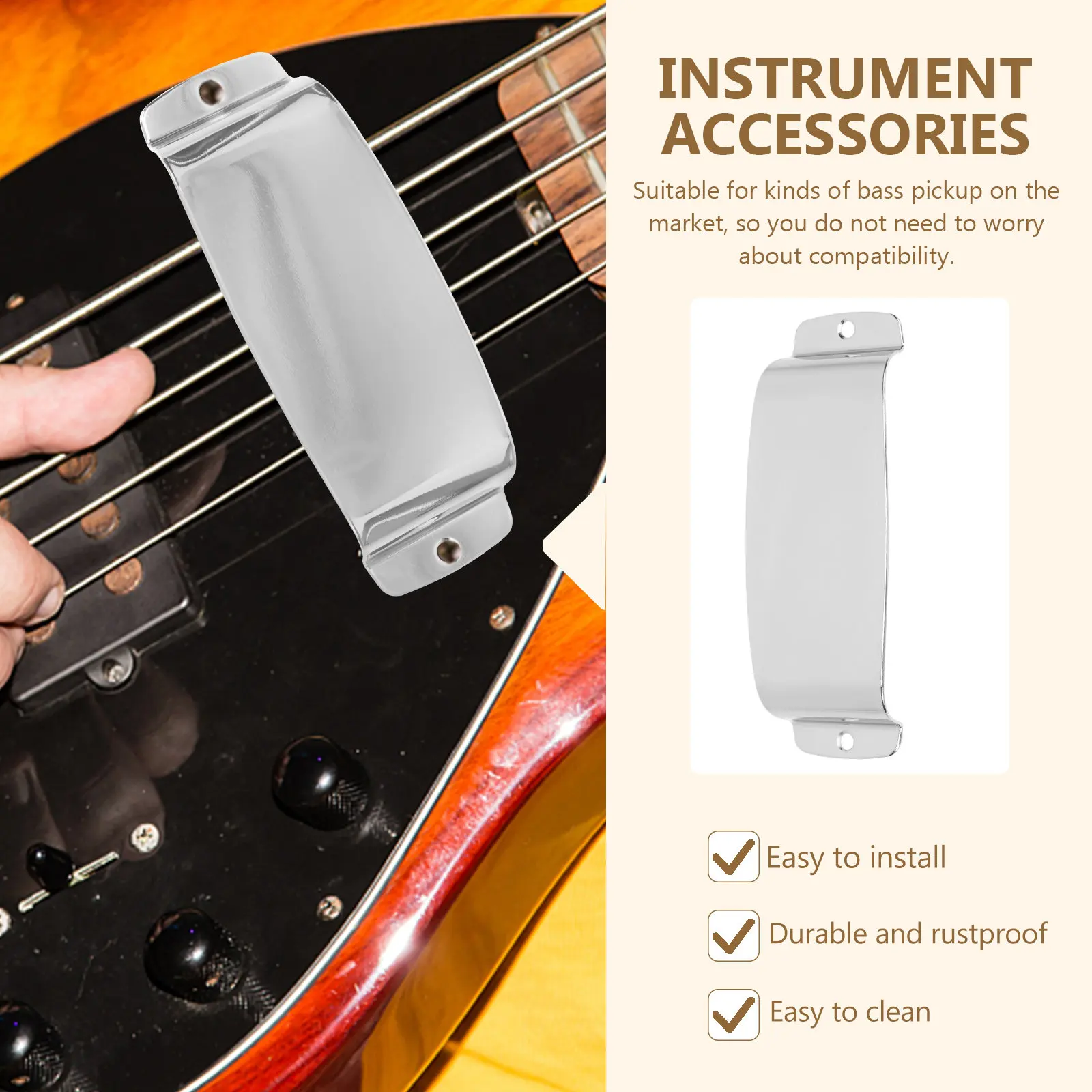 1Set Zinc Alloy Bass Pickup Cover Professional Grade Pickup Protection Cover for Electric Bass Guitars Compatible with Most